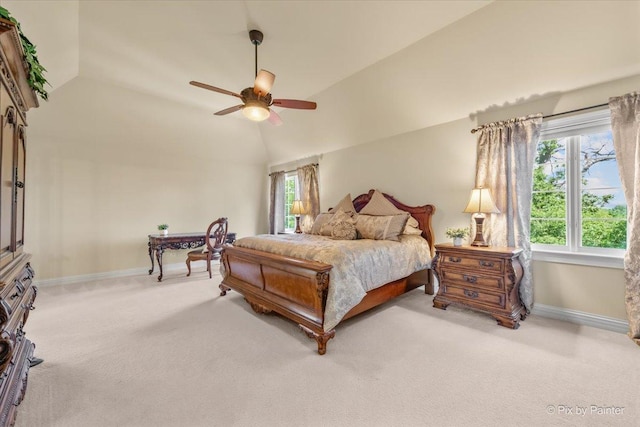 675 Oak Ln, South Elgin, IL 60177 - carpeted bedroom with vaulted ceiling and a ceiling fan
