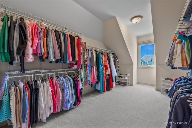675 Oak Ln, South Elgin, IL 60177 - walk in closet featuring carpet and vaulted ceiling