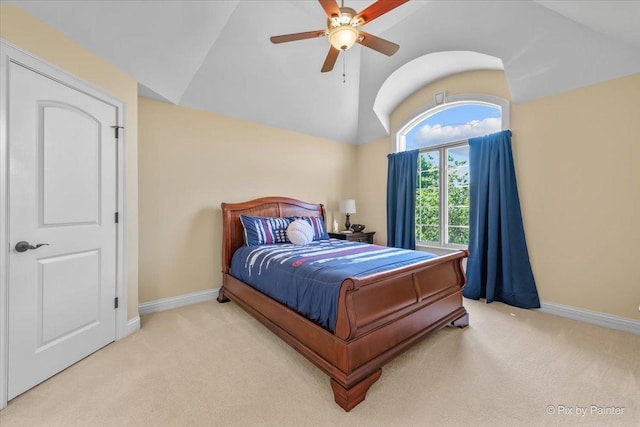 675 Oak Ln, South Elgin, IL 60177 - carpeted bedroom featuring vaulted ceiling and ceiling fan
