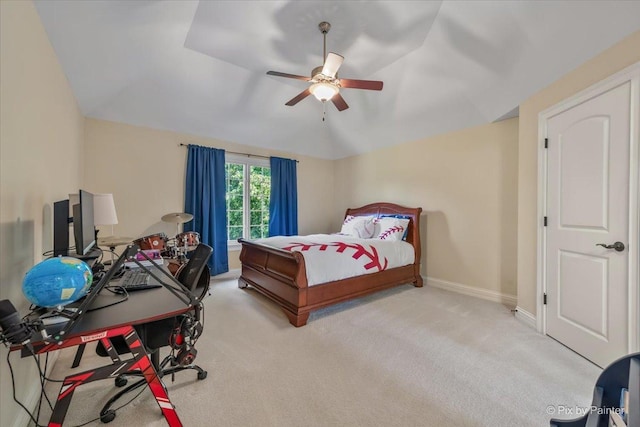 675 Oak Ln, South Elgin, IL 60177 - carpeted bedroom with ceiling fan, an office area, and lofted ceiling