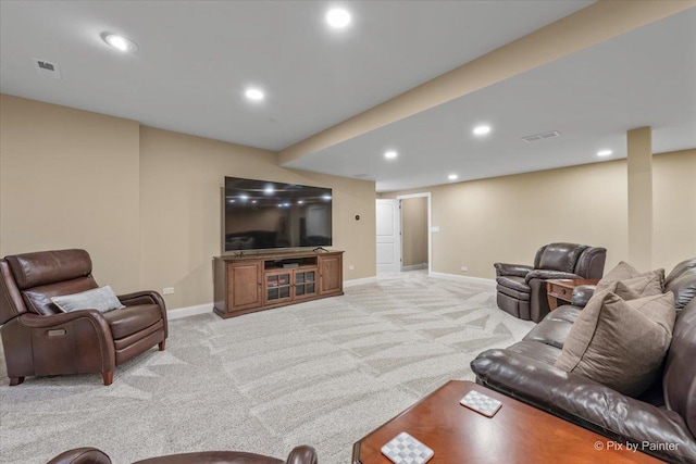 675 Oak Ln, South Elgin, IL 60177 - living area featuring light carpet and recessed lighting