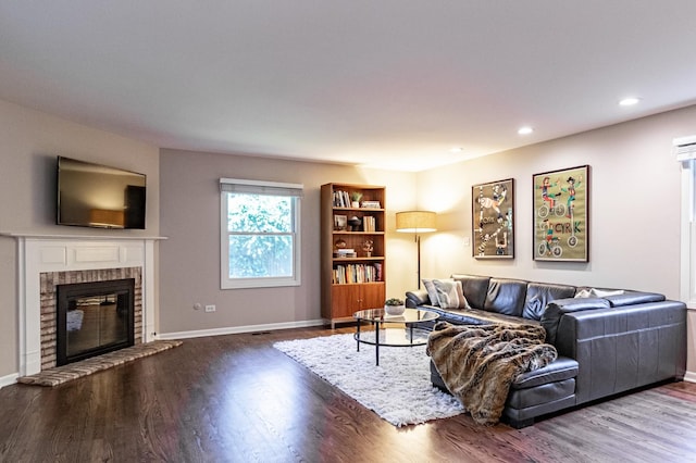 2120 Wilmette Ave, Wilmette, IL 60091 - living room with wood finished floors, a fireplace, and recessed lighting
