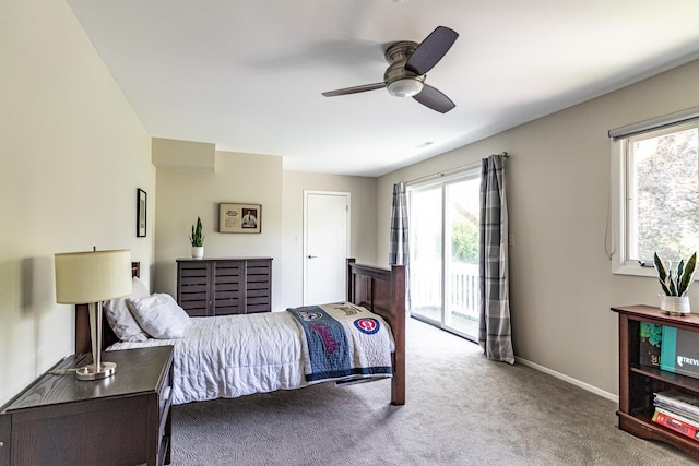 2120 Wilmette Ave, Wilmette, IL 60091 - carpeted bedroom featuring access to exterior, multiple windows, and a ceiling fan