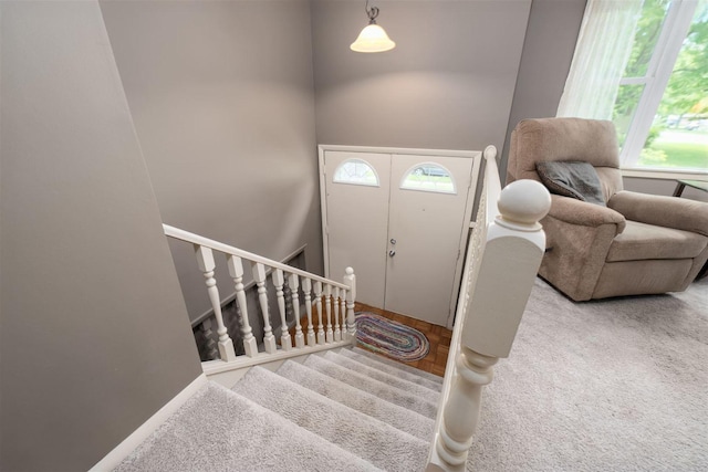 212 Rebecca Ln, Normal, IL 61761 - foyer with carpet floors and stairway