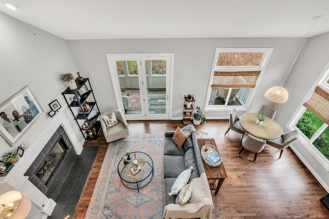 17526 W Windhaven Ct, Grayslake, IL 60030 - living area featuring wood finished floors and a fireplace with flush hearth