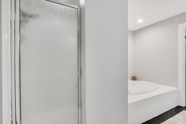 17526 W Windhaven Ct, Grayslake, IL 60030 - full bathroom with a stall shower, a garden tub, and recessed lighting