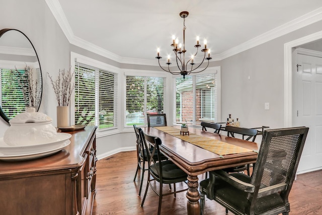 17526 W Windhaven Ct, Grayslake, IL 60030 - dining space with a chandelier, wood finished floors, and ornamental molding