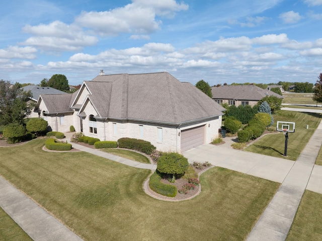 305 Orchard Ln, Beecher, IL 60401 - view of home's exterior with a garage, a yard, driveway, and roof with shingles