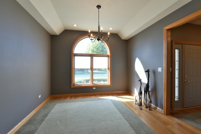 305 Orchard Ln, Beecher, IL 60401 - foyer with a chandelier, lofted ceiling, wood finished floors, and recessed lighting