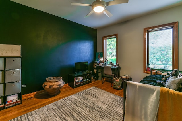 305 Orchard Ln, Beecher, IL 60401 - living area featuring ceiling fan and wood finished floors