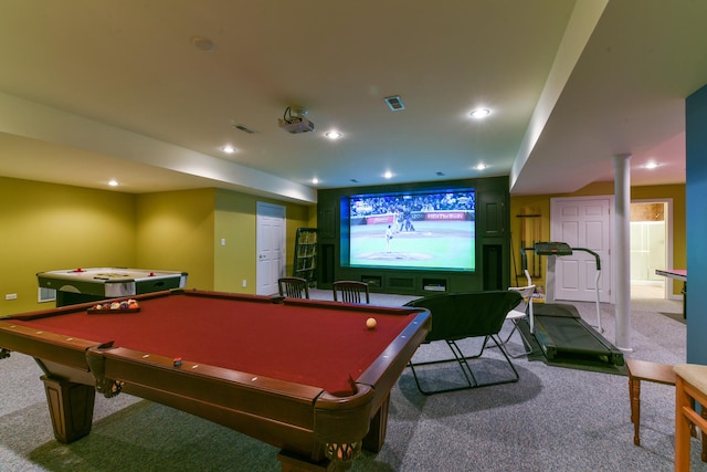 305 Orchard Ln, Beecher, IL 60401 - rec room featuring carpet floors, recessed lighting, and billiards
