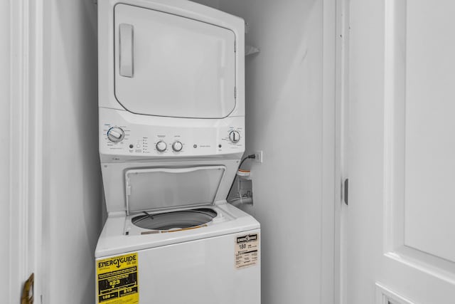 7153 W Irving Park Rd Unit 3, Chicago, IL 60634 - laundry area featuring stacked washer / dryer