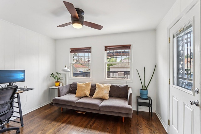 5639 W Cornelia Ave, Chicago, IL 60634 - office area featuring wood finished floors and ceiling fan
