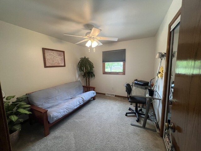 24005 S Green Heron Dr, Channahon, IL 60410 - carpeted office featuring a ceiling fan and baseboards