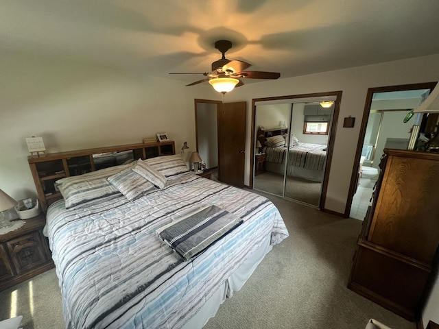 24005 S Green Heron Dr, Channahon, IL 60410 - bedroom with carpet floors, a closet, and a ceiling fan
