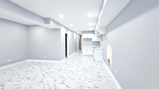 5309 S Bishop St, Chicago, IL 60609 - finished below grade area featuring light marble finish floors and recessed lighting