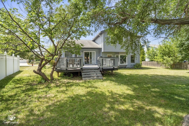 3411 Harris Dr, Joliet, IL 60431 - rear view of property featuring a fenced backyard and a deck