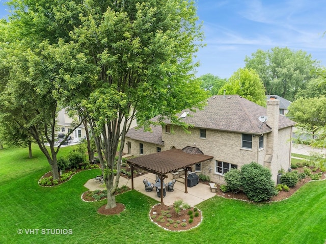 1909 Bridle Ct, Saint Charles, IL 60174 - back of house with a patio area, a yard, and a chimney