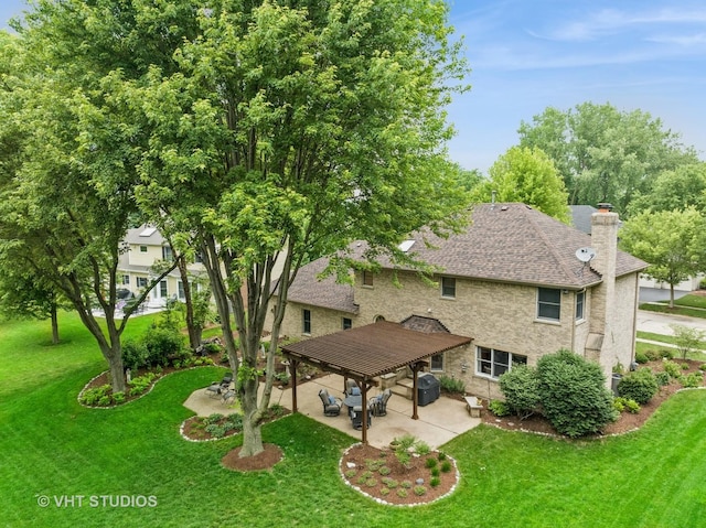 1909 Bridle Ct, Saint Charles, IL 60174 - rear view of property with a patio area, a lawn, and a chimney
