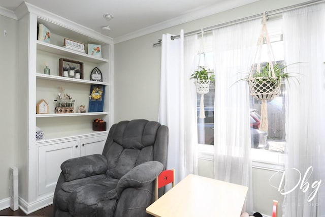 34119 N Hainesville Rd, Round Lake, IL 60073 - living area featuring ornamental molding and built in shelves
