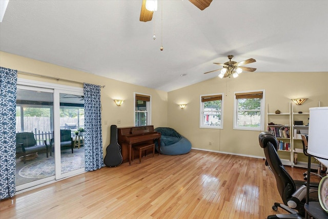 302 S Orr Dr, Normal, IL 61761 - office space with a ceiling fan, light wood-style flooring, and vaulted ceiling