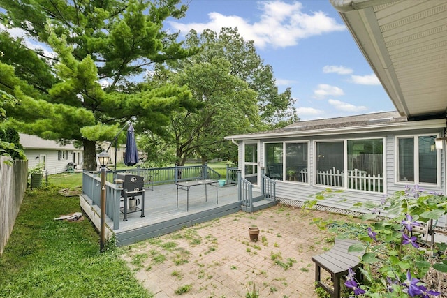 302 S Orr Dr, Normal, IL 61761 - view of yard featuring a wooden deck and a patio area