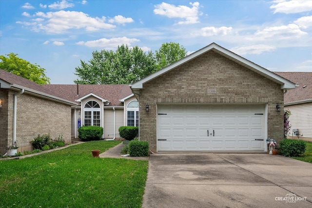 1306 Riverview Dr, Joliet, IL 60431 - ranch-style home featuring brick siding, driveway, a garage, and a front lawn