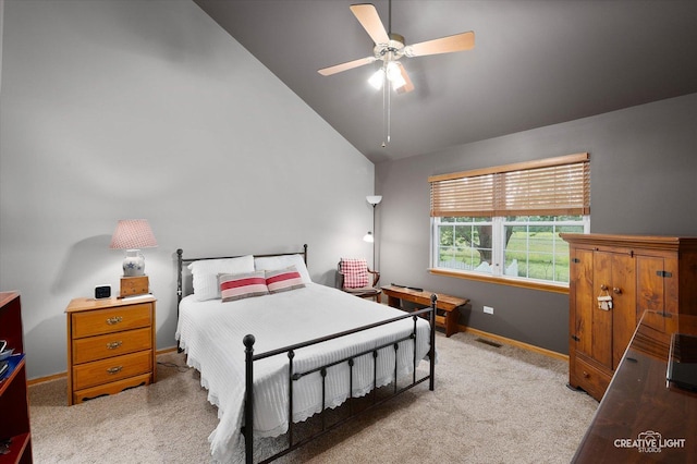 1306 Riverview Dr, Joliet, IL 60431 - bedroom with lofted ceiling, light colored carpet, and a ceiling fan