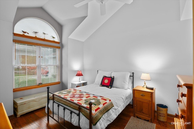 1306 Riverview Dr, Joliet, IL 60431 - bedroom with vaulted ceiling, wood finished floors, and ceiling fan