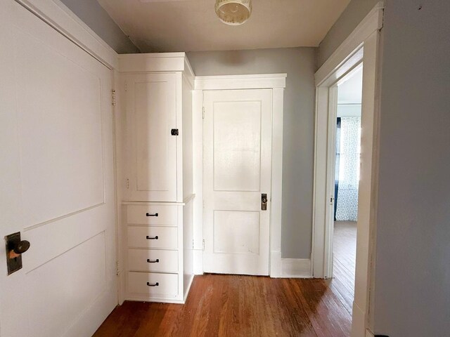 207 College Ave, Dixon, IL 61021 - hall featuring dark wood finished floors and baseboards