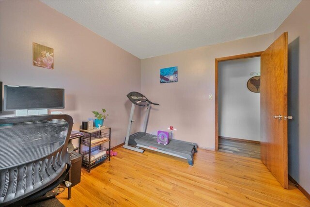 305 E Marshall St, Tolono, IL 61880 - workout area featuring light wood-type flooring and a textured ceiling