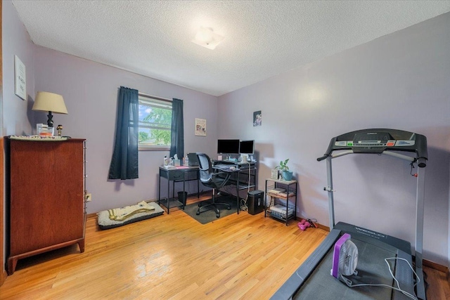 305 E Marshall St, Tolono, IL 61880 - office area featuring wood finished floors and a textured ceiling