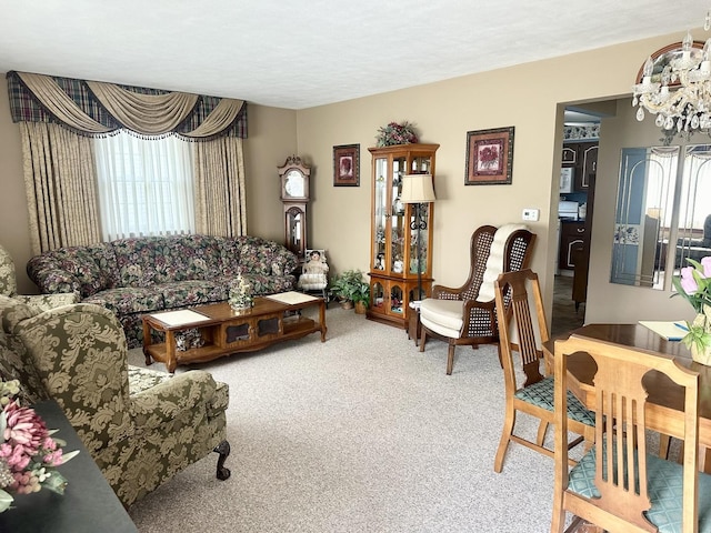 411 1st Ave, Ottawa, IL 61350 - carpeted living area with a chandelier
