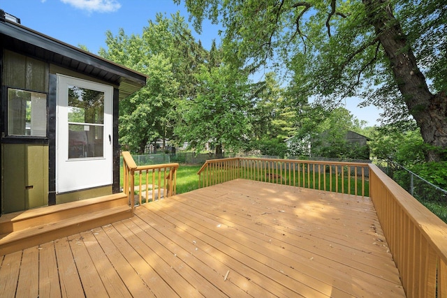 114 Maple St, Mchenry, IL 60051 - wooden deck featuring view of scattered trees