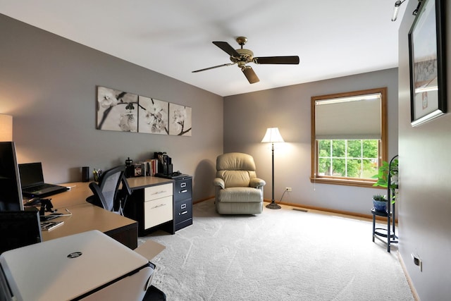 747 Warwick Ct, Carol Stream, IL 60188 - home office featuring light carpet and a ceiling fan