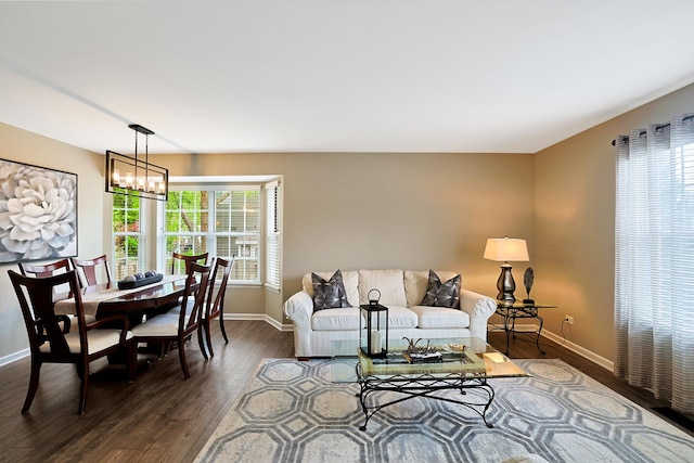 747 Warwick Ct, Carol Stream, IL 60188 - living room with wood finished floors and a chandelier