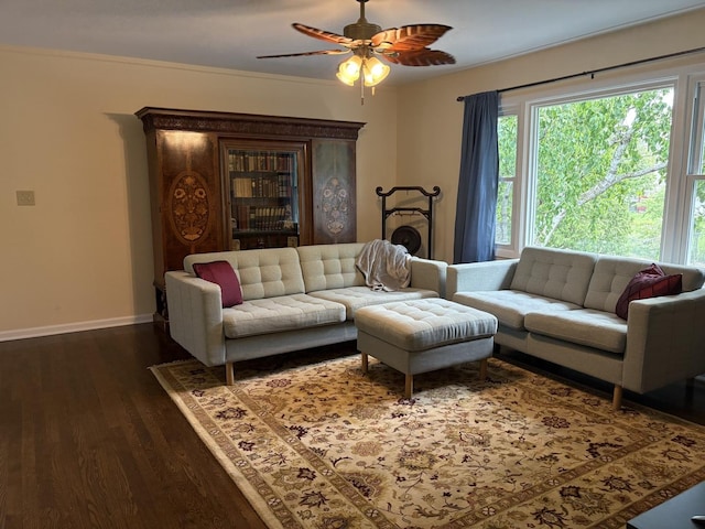 535 N Midlothian Rd, Mundelein, IL 60060 - living area with dark wood-style floors and a ceiling fan