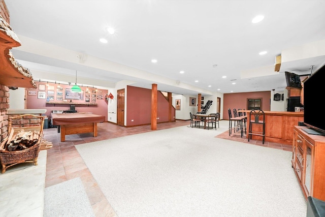 15501 116th Ct, Orland Park, IL 60467 - recreation room featuring recessed lighting, bar, and pool table