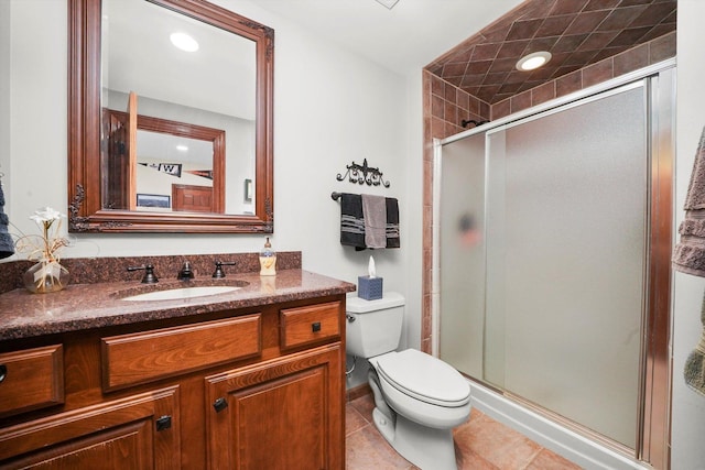 15501 116th Ct, Orland Park, IL 60467 - bathroom featuring vanity, a stall shower, and tile patterned flooring