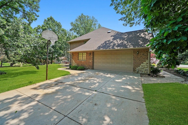 15501 116th Ct, Orland Park, IL 60467 - view of side of home with a yard, driveway, an attached garage, and brick siding