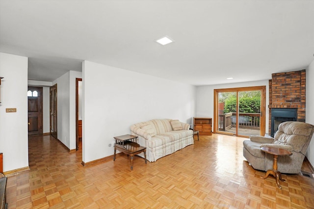 1554 Chickasaw Dr, Naperville, IL 60563 - living room with baseboards and a brick fireplace