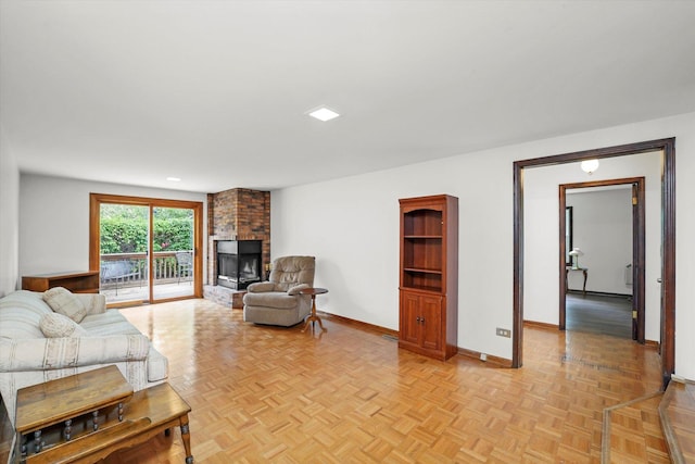 1554 Chickasaw Dr, Naperville, IL 60563 - living area with baseboards and a brick fireplace