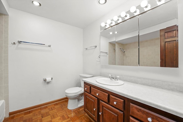 1554 Chickasaw Dr, Naperville, IL 60563 - bathroom featuring tiled shower, vanity, a tub to relax in, and recessed lighting