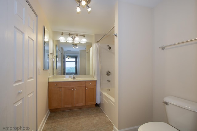 8440 Callie Ave Unit 410, Morton Grove, IL 60053 - bathroom featuring vanity, shower / bath combo, and tile patterned floors
