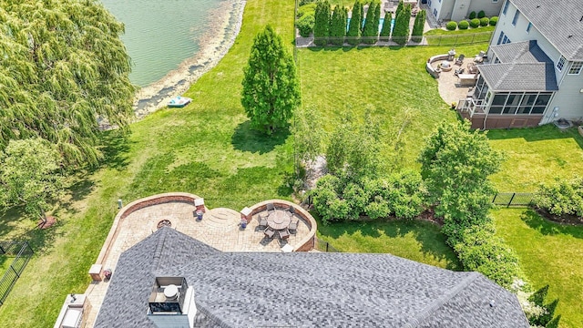 4905 Peifer Ln, Champaign, IL 61822 - view of patio featuring an outdoor fire pit, a water view, and outdoor dining space