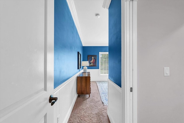 4905 Peifer Ln, Champaign, IL 61822 - hall featuring ornamental molding, carpet, and wainscoting