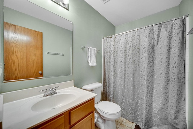 8304 Trumbull Ave, Joliet, IL 60431 - full bathroom with vanity, a shower with shower curtain, and tile patterned flooring