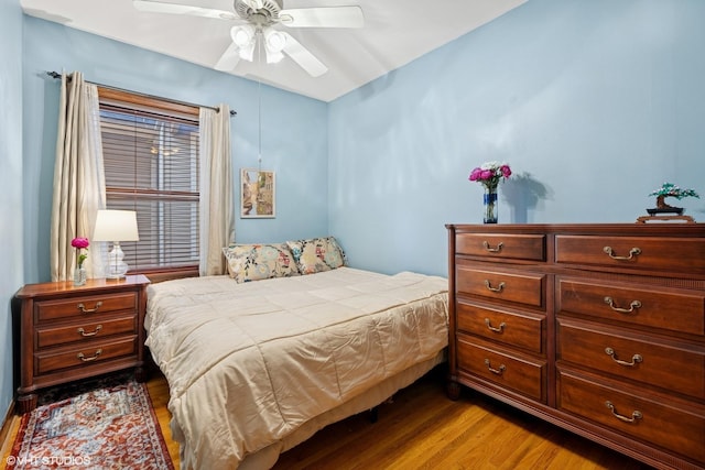 4503 N Ashland Ave Unit 2N, Chicago, IL 60640 - bedroom with wood finished floors and ceiling fan