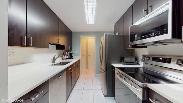 5050 S E End Ave Unit 9C, Chicago, IL 60615 - kitchen featuring stainless steel appliances, light countertops, light tile patterned floors, and dark brown cabinets