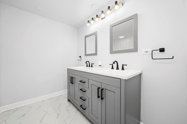 7234 W N Ave Unit 1806, Elmwood Park, IL 60707 - bathroom featuring double vanity and marble look tiles